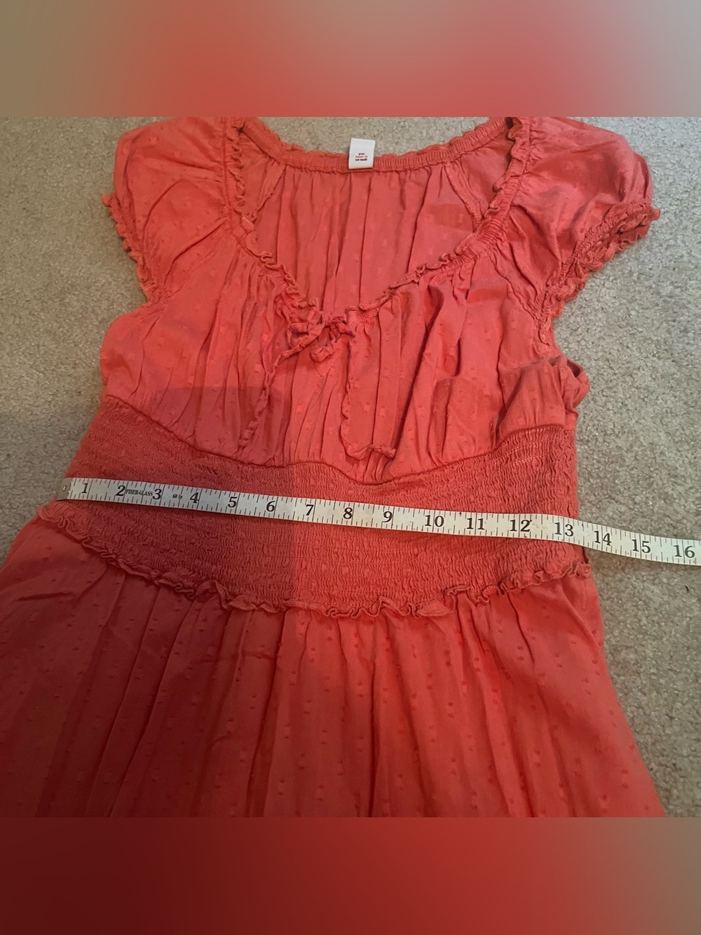 Old Navy Petite Coral Maxi Dress with Smocked Waist & Puff Sleeves - Picture 15 of 16